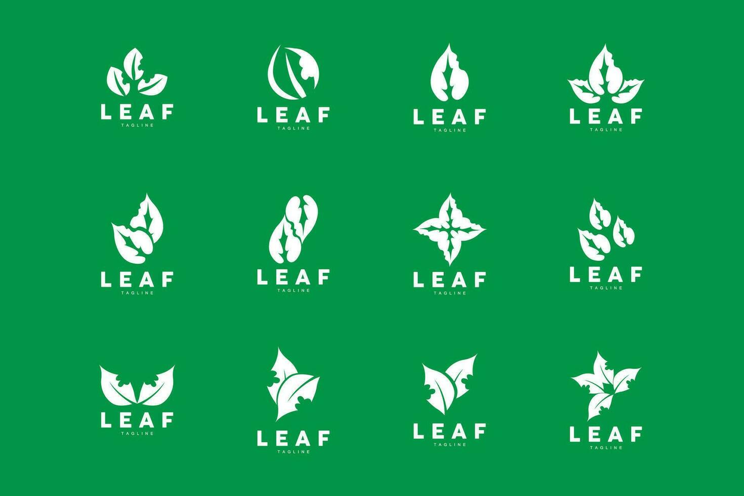 Green Leaf Logo, Ecology Natural Plant Vector, Nature Design, Illustration Template Icon vector