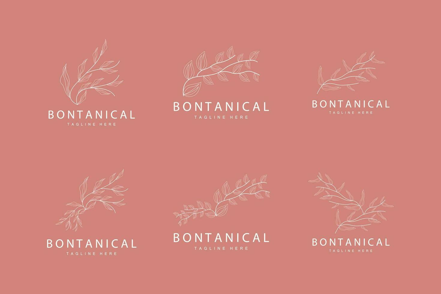 botánico logo, naturaleza planta diseño, flor planta icono vector con línea modelo