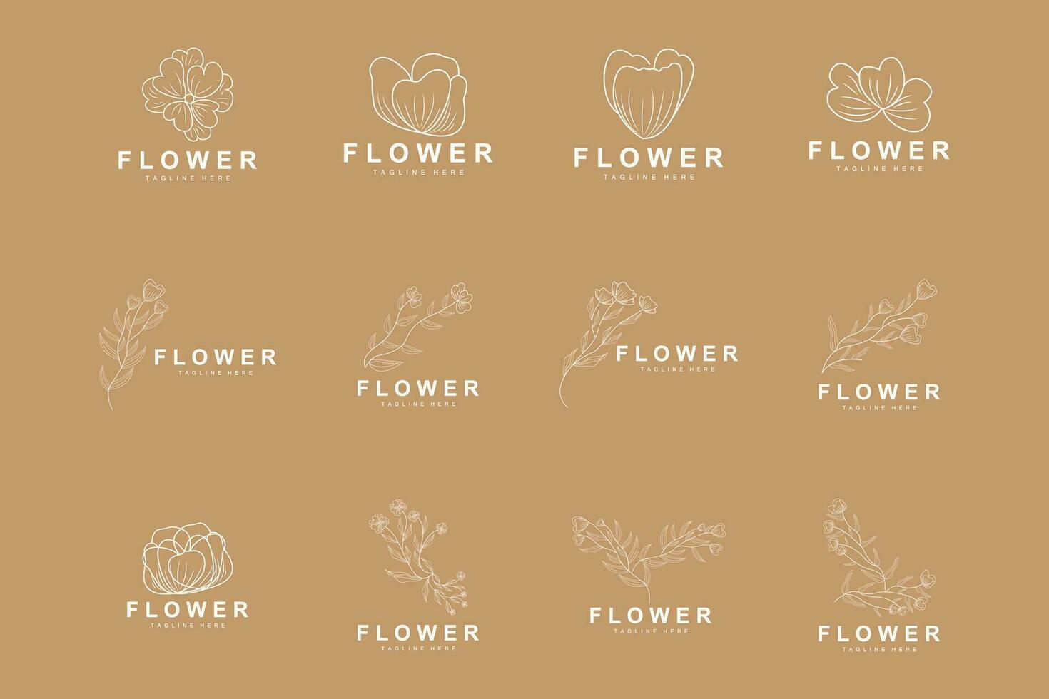 Floral Logo, Leaves And Flowers Botanical Garden Vector, Floral Design Of Life vector