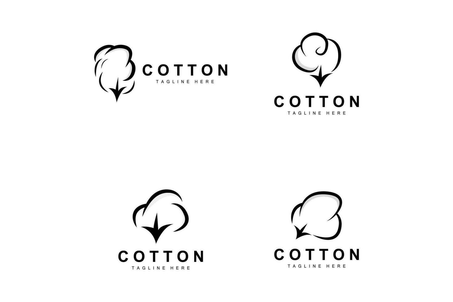 Cotton Logo, Soft Cotton Flower Design Vector Natural Organic Plants Apparel Materials And Beauty Textiles