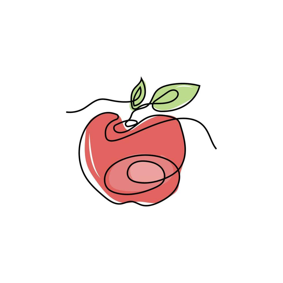 Apple logo. Vector Farm Fresh Sweet Red Fruit, Design With Simple Lines, Illustration Symbol