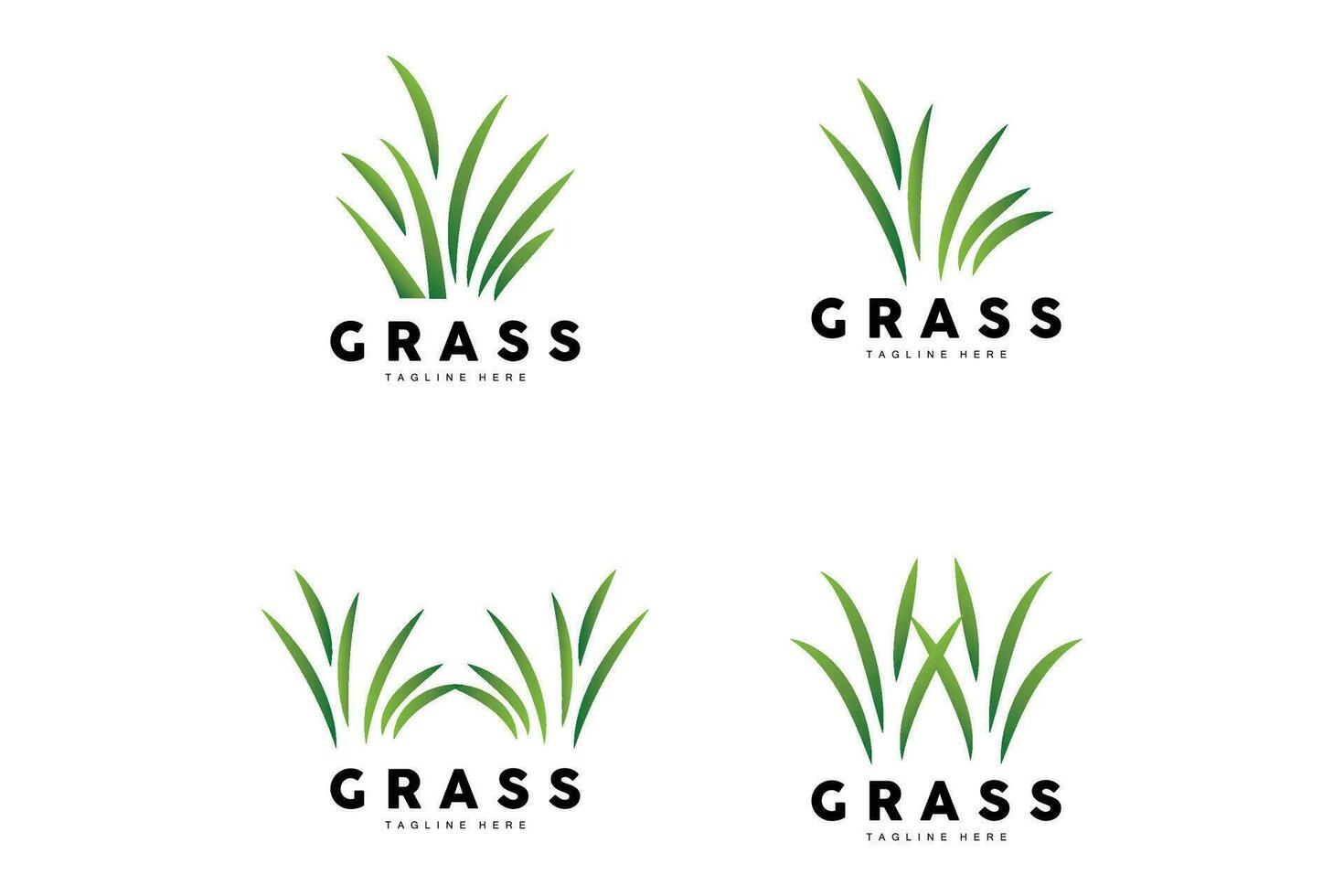 Green Grass Logo Design, Farm Landscape Illustration, Natural Scenery Vector