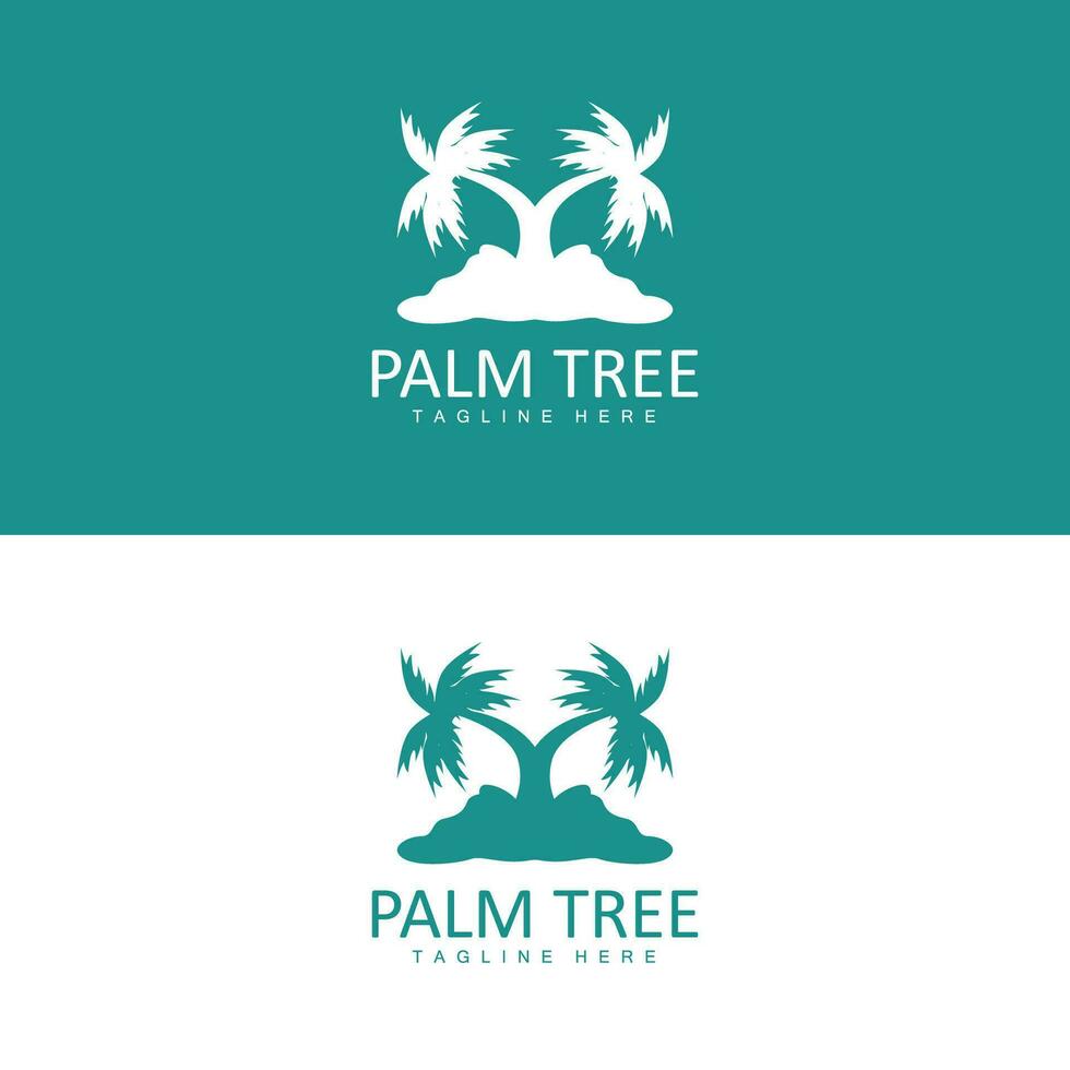 Coconut Tree Logo, Palm Tree Sunset Beach Vector, Elegant Minimalist Simple Design, Symbol Template Icon vector
