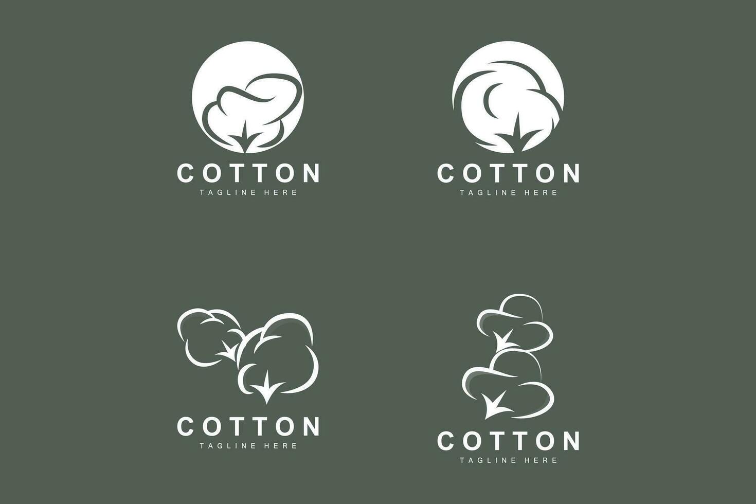 Cotton Logo, Soft Cotton Flower Design Vector Natural Organic Plants Apparel Materials And Beauty Textiles
