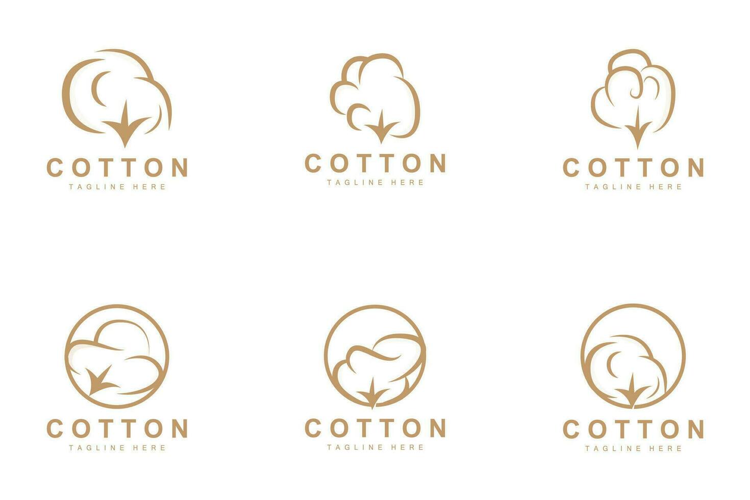 Cotton Logo, Soft Cotton Flower Design Vector Natural Organic Plants Apparel Materials And Beauty Textiles