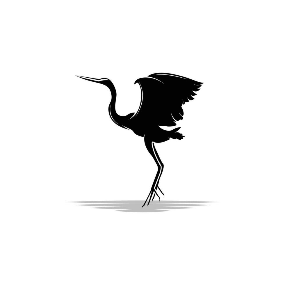 Heron Bird Logo, Vector Bird Flying Stork Heron, Animal Silhouette Design, Ilustrasi Templet