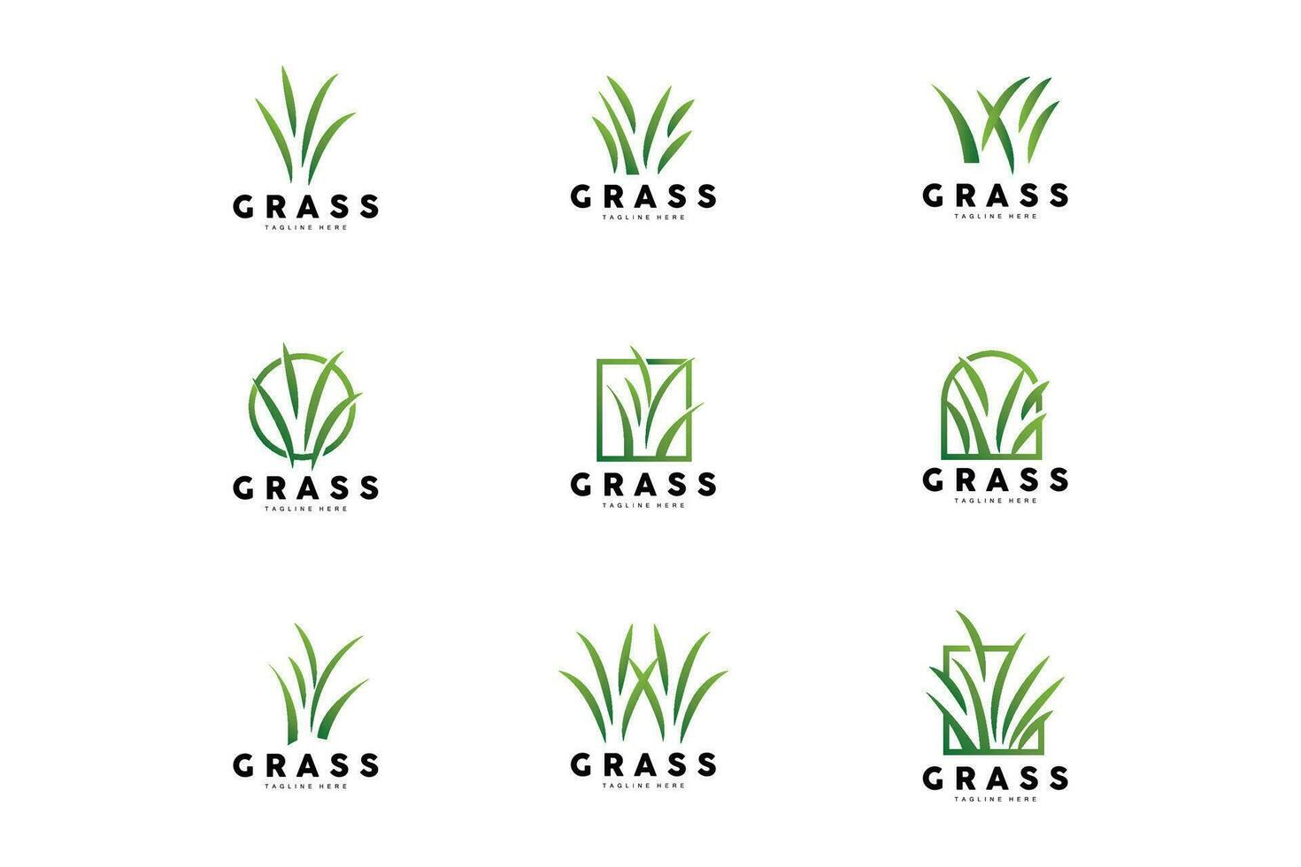 Green Grass Logo Design, Farm Landscape Illustration, Natural Scenery Vector