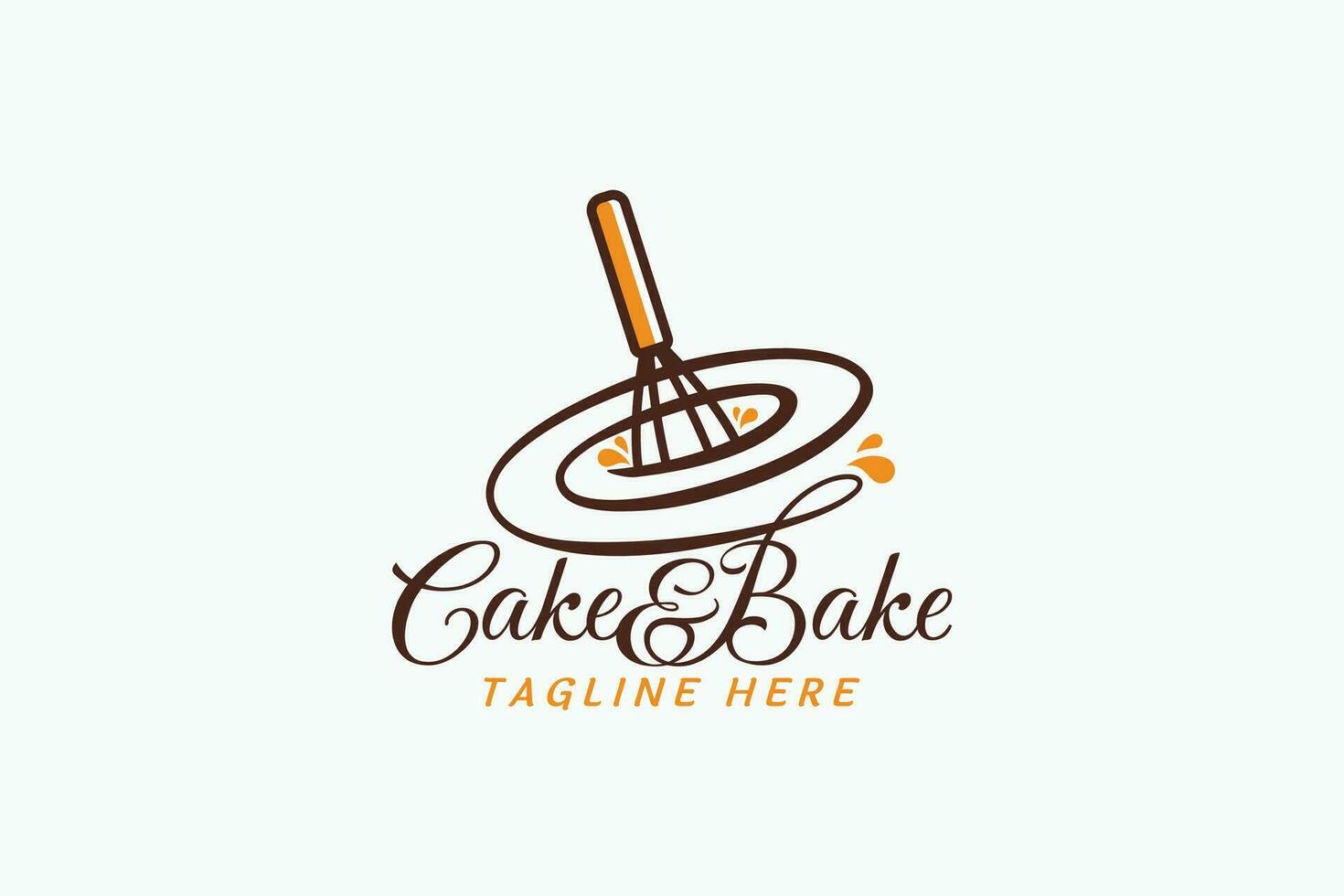 cake and bake logo with a combination of a beautiful lettering and whisk in a line style vector