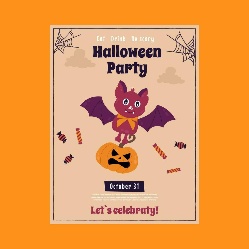 Flyer invitation to a Halloween party. Background with a bat vector