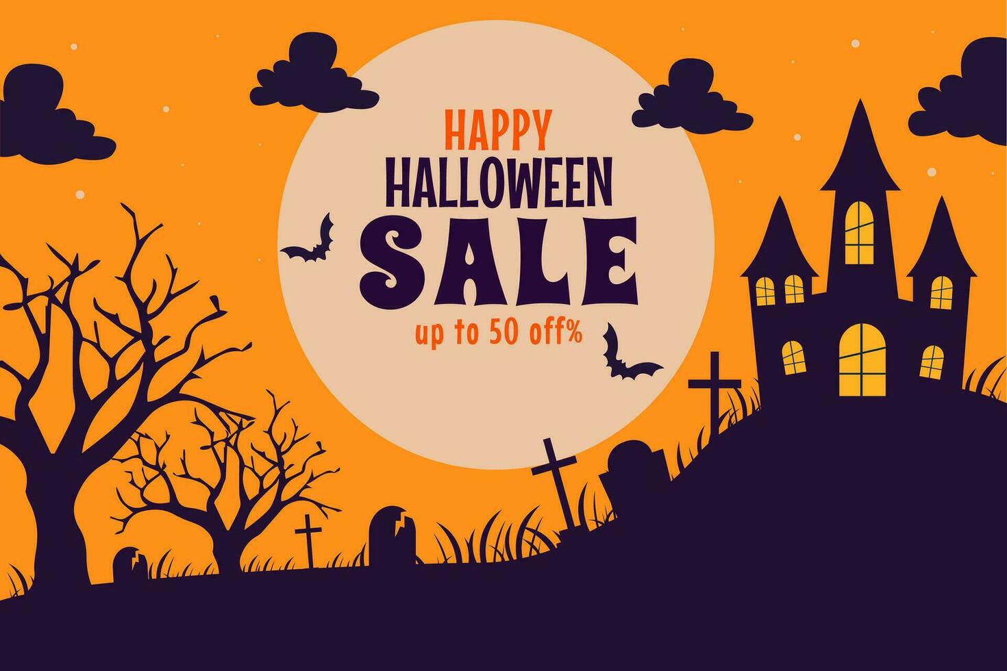 Halloween sale background banner vector