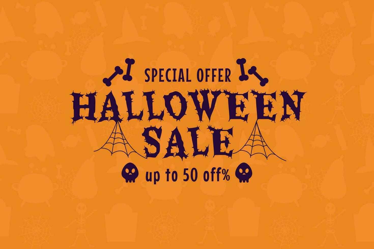 Halloween sale banner with a pattern vector