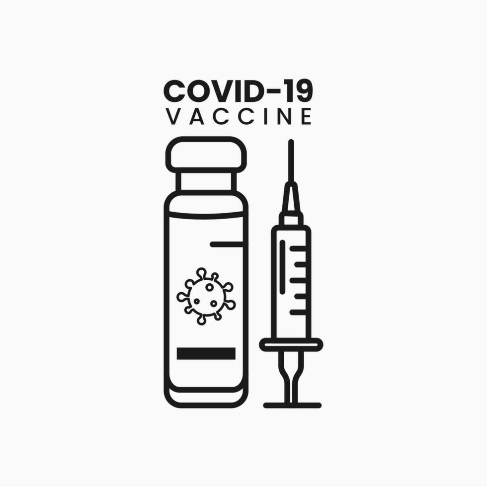 Vaccine and syringe line icon coronavirus. Corona virus symbol. Linear style coronavirus vaccine icon vector
