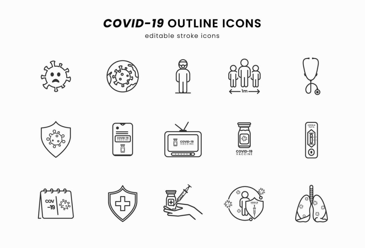 Medical Vaccination Icon Set. Simple Set of Coronavirus Protection Line Icons. Symbol for graphic and web design collection icon Protective Measures, Vaccination of People, Vaccine Against Virus. vector