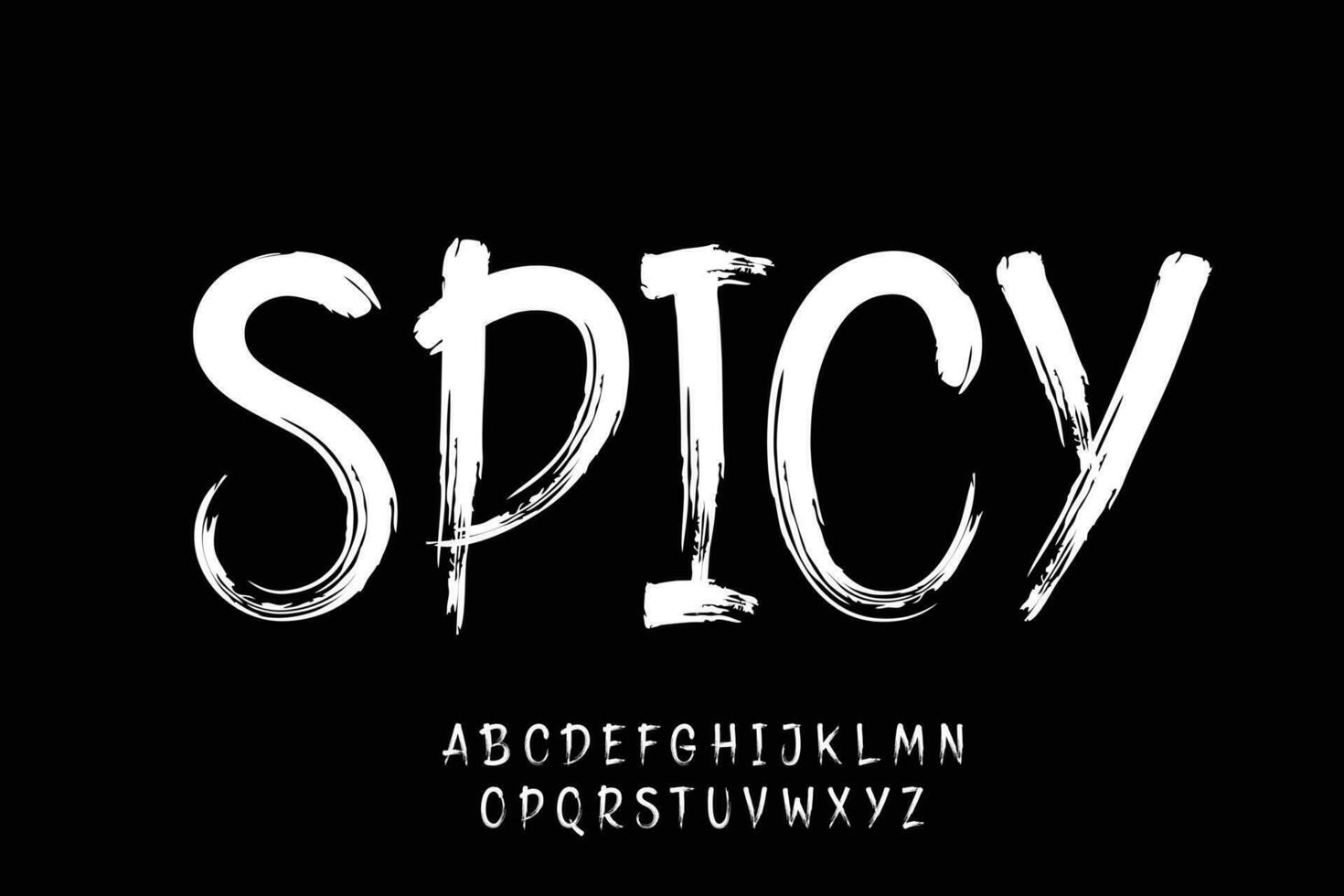 Creative spicy brush stroke style typeface display font vector illustration