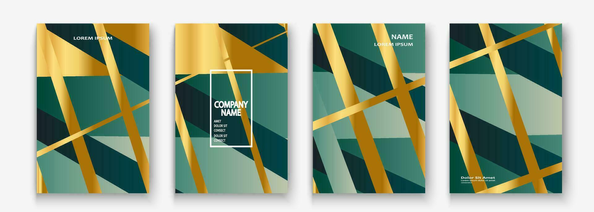 Trendy golden cover template. Vector illustration abstract background set. Modern design presentation, invitation, party, celebration, greeting, banner, event, poster, story, post, social media, flyer