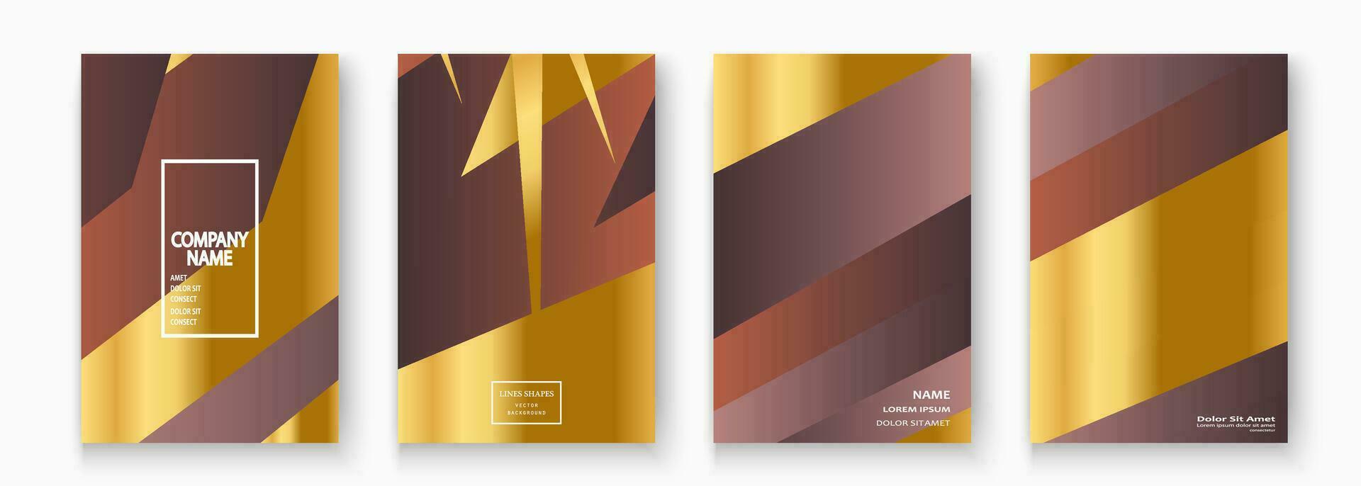 Trendy golden cover template. Vector illustration abstract background set. Modern design presentation, invitation, party, celebration, greeting, banner, event, poster, story, post, social media, flyer
