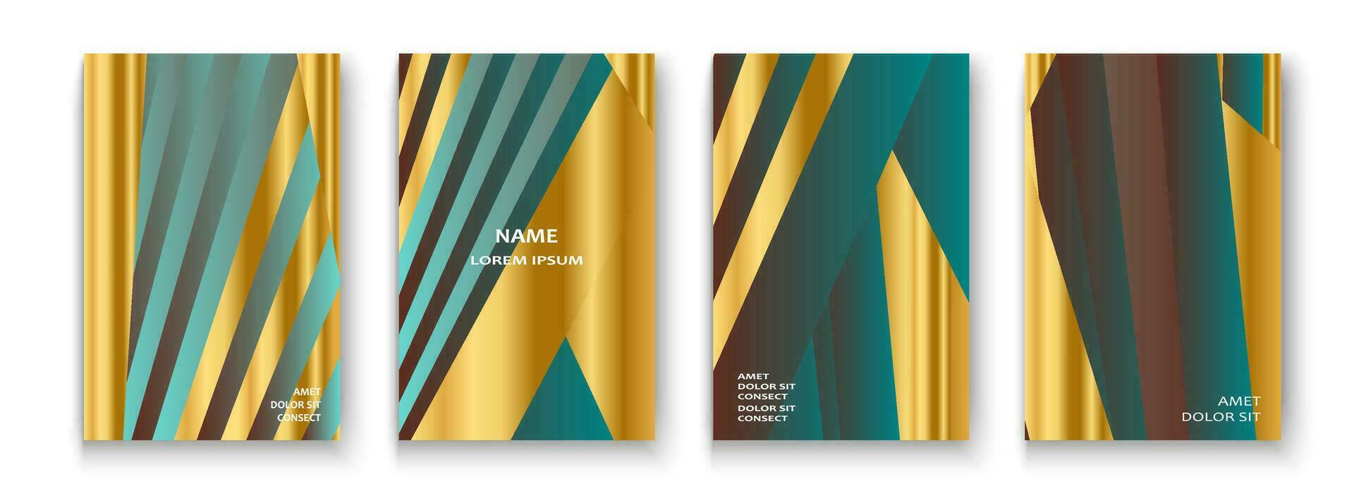 Trendy golden cover template. Vector illustration abstract background set. Modern design presentation, invitation, party, celebration, greeting, banner, event, poster, story, post, social media, flyer
