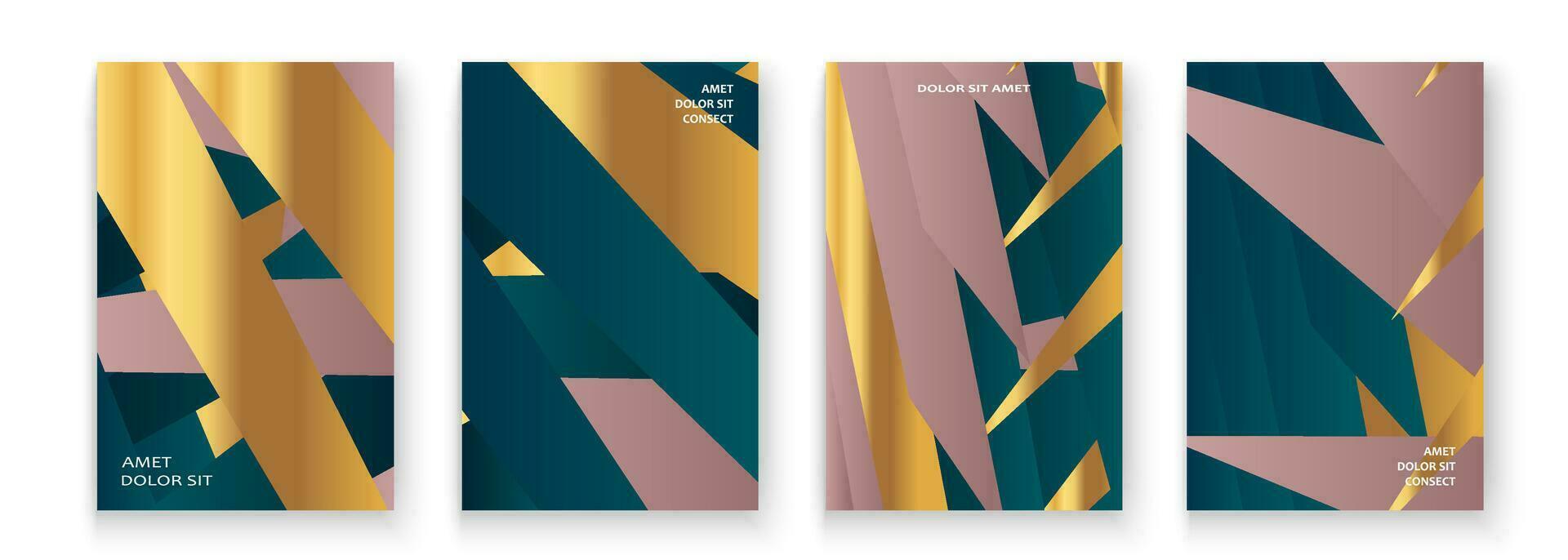 Trendy golden cover template. Vector illustration abstract background set. Modern design presentation, invitation, party, celebration, greeting, banner, event, poster, story, post, social media, flyer