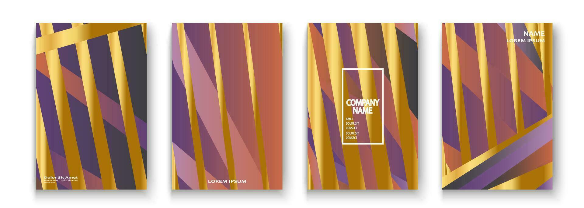 Trendy golden cover template. Vector illustration abstract background set. Modern design presentation, invitation, party, celebration, greeting, banner, event, poster, story, post, social media, flyer