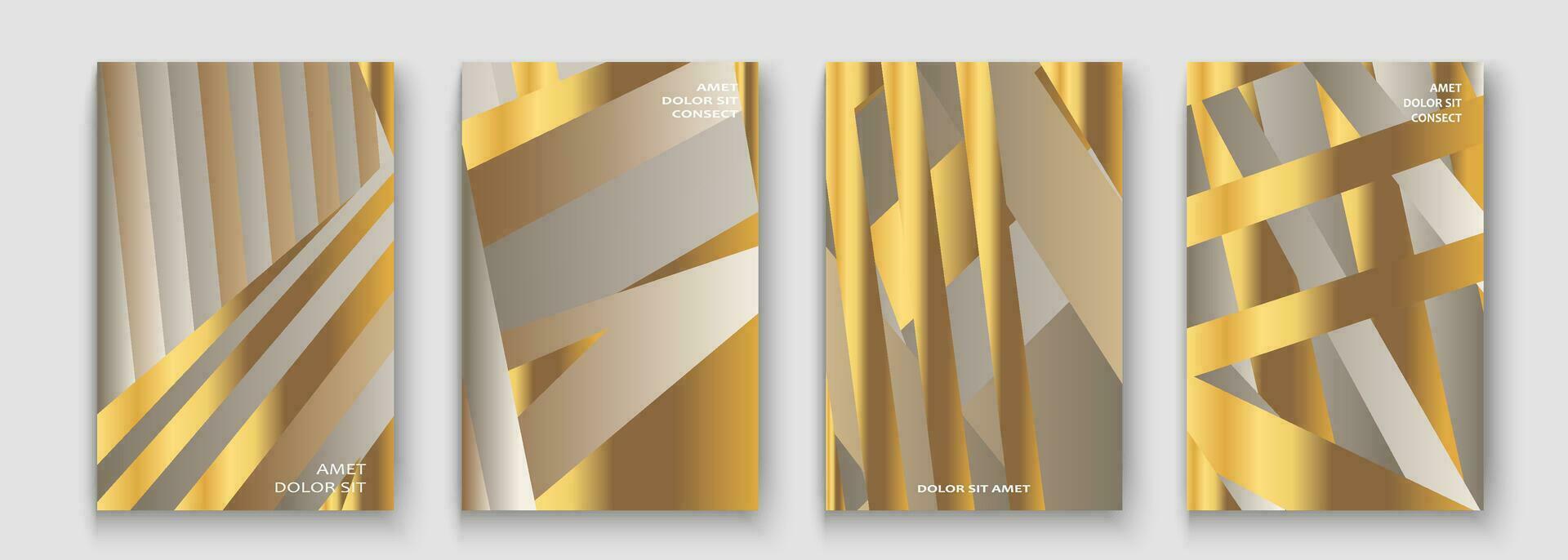 Trendy golden cover template. Vector illustration abstract background set. Modern design presentation, invitation, party, celebration, greeting, banner, event, poster, story, post, social media, flyer