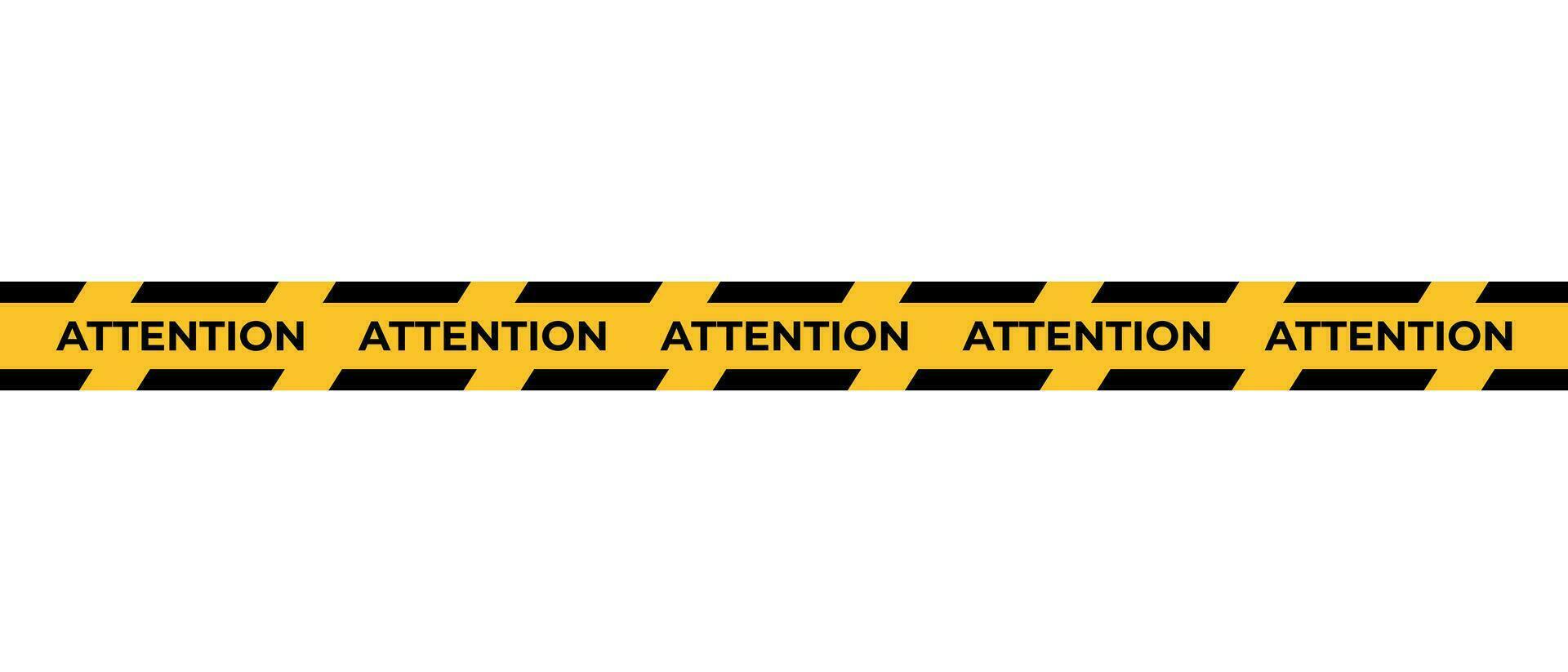 Warning attention tape. Horizontal seamless borders. Black and yellow line striped. Vector illustration