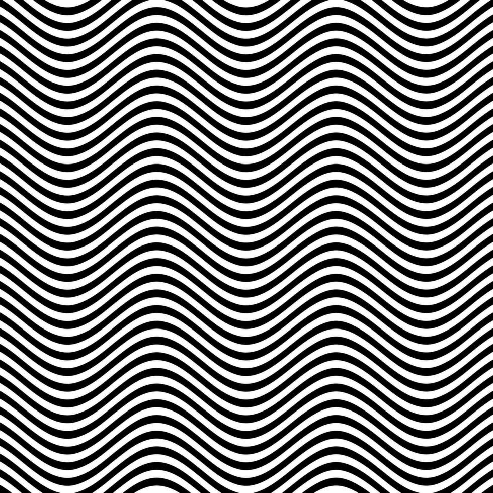 Stripe Waves Black White Seamless Pattern Background Vector Illustration