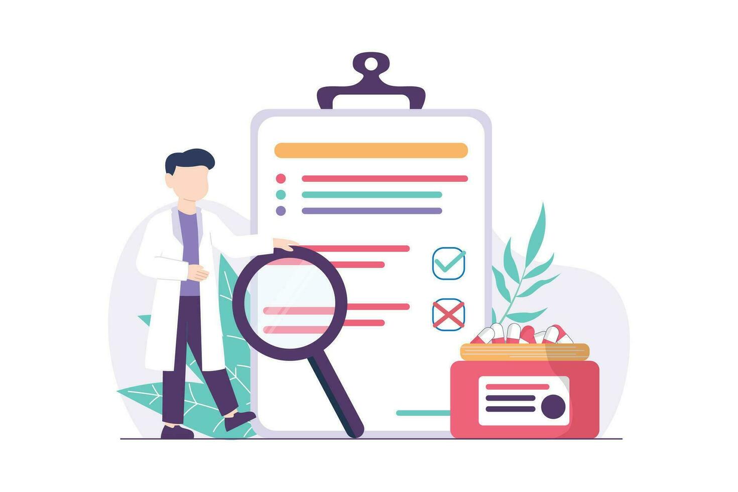 Doctor Prescription Concept. Medical Health Care Service Vector Illustration.