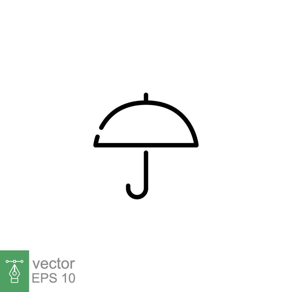 Umbrella icon. Simple outline style. Rain protection, open umbrella with handle, accessory, security concept. Thin line symbol. Vector illustration isolated on white background. EPS 10.