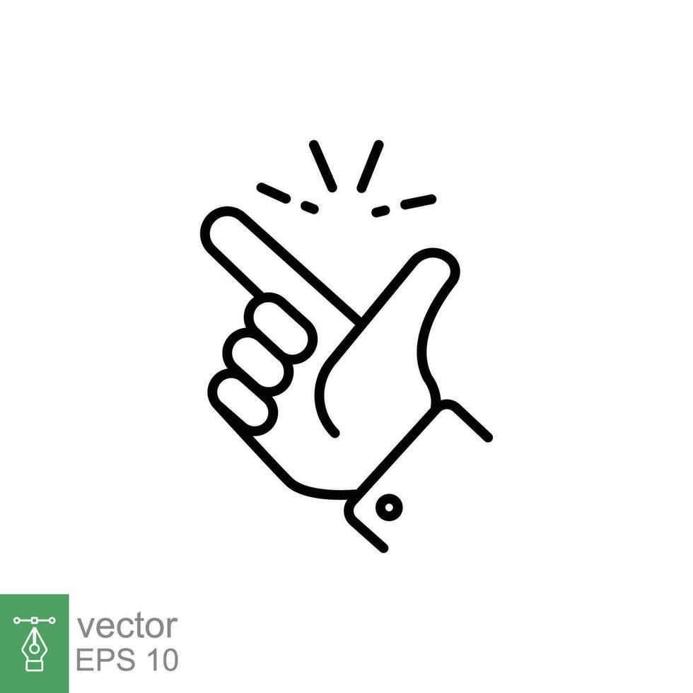 Easy icon. Simple outline style. Finger snapping, hand gesture, ok, yeah, thumb up, snap, success concept. Thin line symbol. Vector illustration isolated on white background. EPS 10.