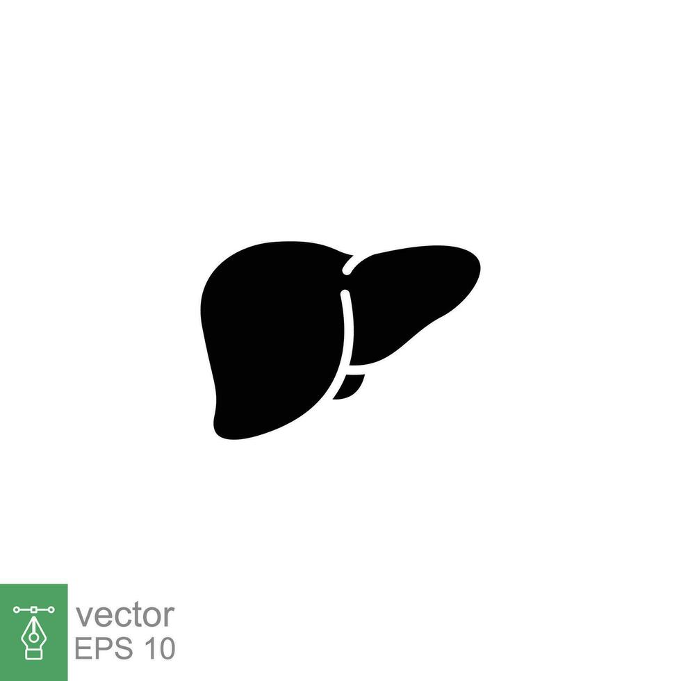 Liver icon. Simple solid style. Human organ, hepatic, health body function, medical, science concept. Black silhouette, glyph symbol. Vector illustration isolated on white background. EPS 10.