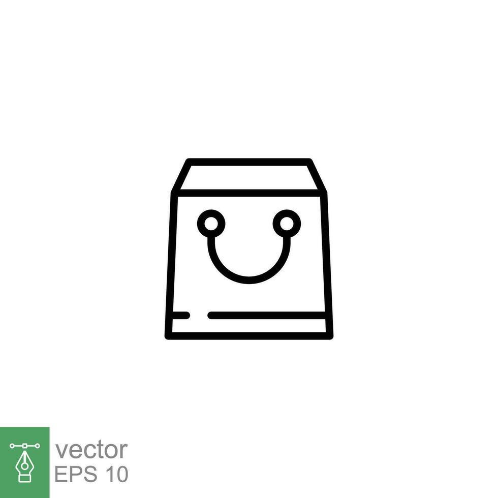 Shopping bag icon. Simple outline style. Shop, buy, paper bag, retail, mall, merchandise, gift, package concept. Thin line symbol. Vector illustration isolated on white background. EPS 10.