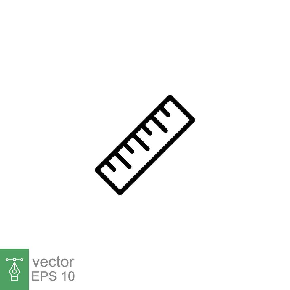 Ruler icon. Simple outline style. Measure size, scale, length, school tool, tape, rule, centimeter concept. Thin line symbol. Vector illustration isolated on white background. EPS 10.