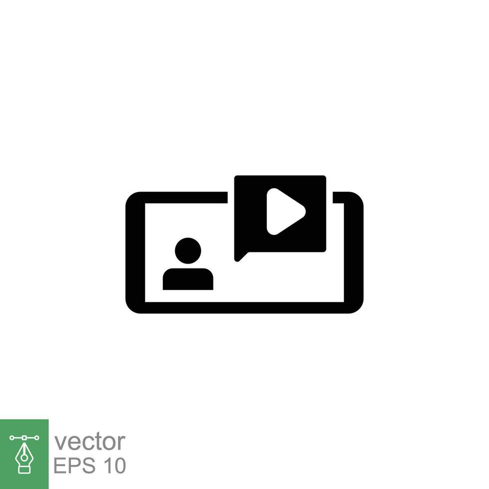 en línea formación en teléfono inteligente icono. sencillo sólido estilo. seminario web, vídeo llamar, teléfono dispositivo, educación concepto. negro silueta, glifo símbolo. vector ilustración aislado en blanco antecedentes. eps 10