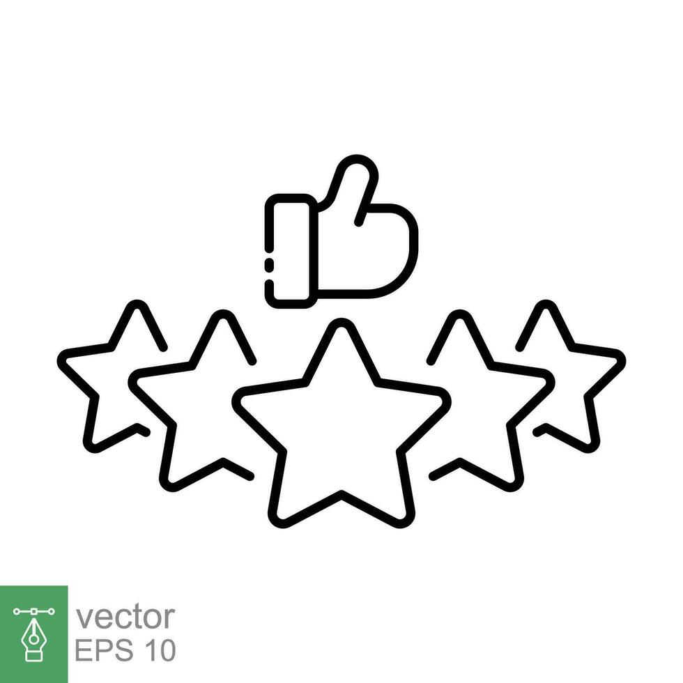 Customer review icon. Simple outline style. Customer, team, people, five stars, rating, quality concept. Thin line symbol. Vector illustration isolated on white background. EPS 10.