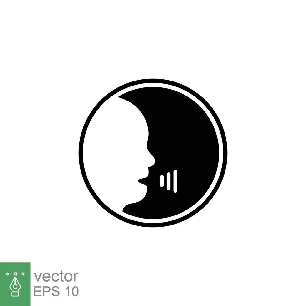 Voice recognition icon. Simple solid style. Speak control, mobile phone with sound wave, smart device concept. Black silhouette, glyph symbol. Vector illustration isolated on white background. EPS 10.