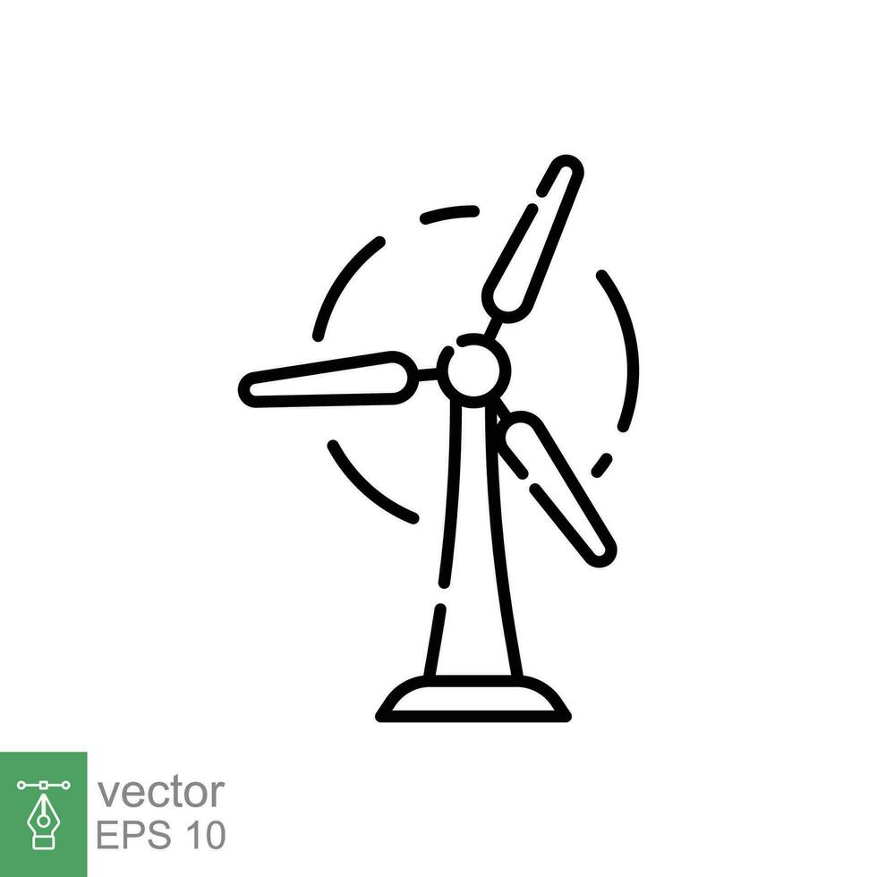 Rotating windmill icon. Simple outline style. Wind mill, turbine, eco energy, industry power, farm concept. Thin line symbol. Vector illustration isolated on white background. EPS 10.