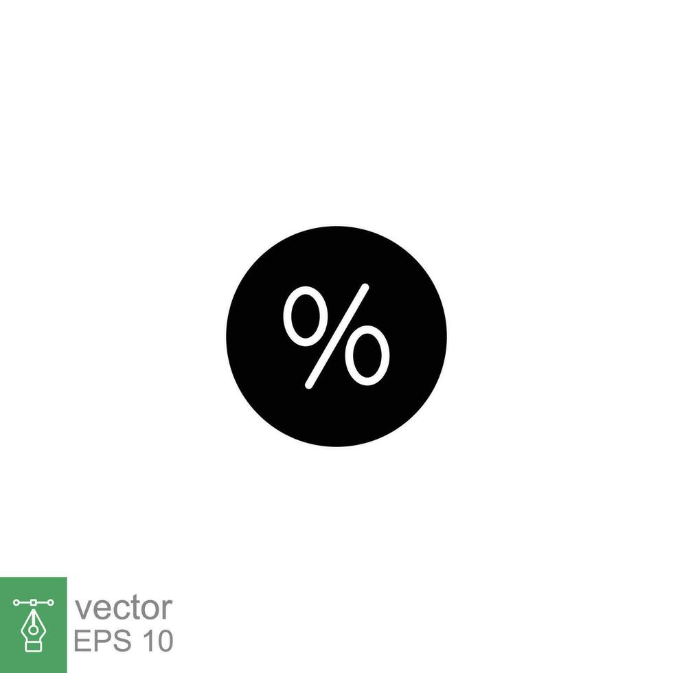 Percentage icon. Simple solid style. Percent, discount, buy, offer, label, shopping, business concept. Black silhouette, glyph symbol. Vector illustration isolated on white background. EPS 10.