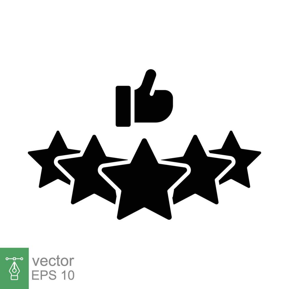 Client satisfaction icon. Simple solid style. Customer, team, people, five stars, rating, quality concept. Black silhouette, glyph symbol. Vector illustration isolated on white background. EPS 10.