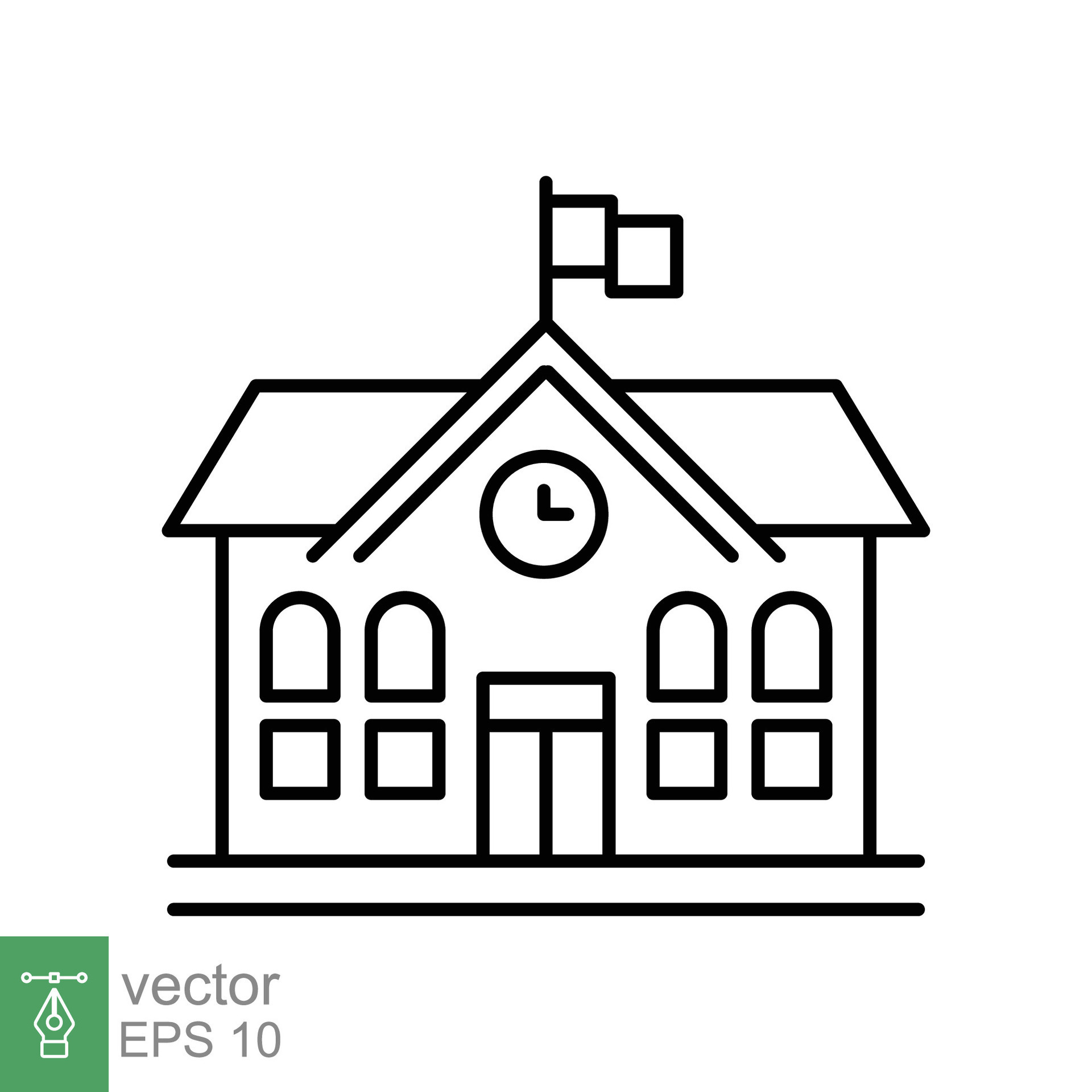 School building icon. Simple outline style. Campus, college, university,  schoolhouse exterior, education concept. Thin line symbol. Vector  illustration isolated on white background. EPS 10. 25445302 Vector Art at  Vecteezy