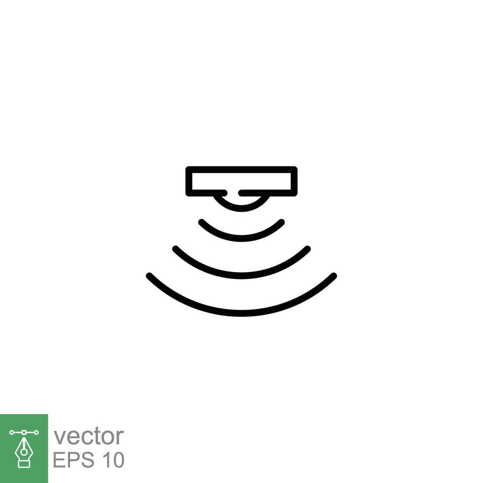 Sensor icon. Simple outline style. Light motion wave radar, smart move detector, security, technology concept. Thin line symbol. Vector illustration isolated on white background. EPS 10.