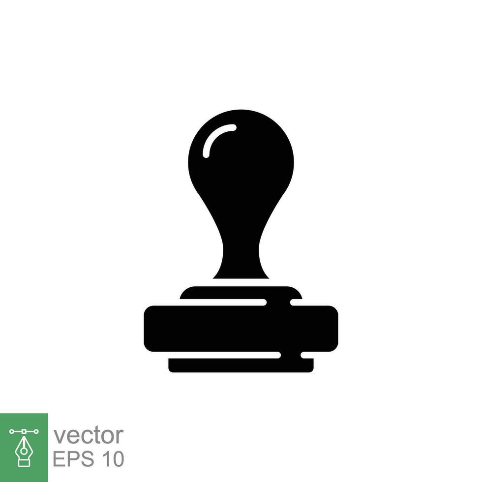 Rubber stamp icon. Simple solid style. Seal, stamper, approval, ink, contract, stamp handle, business concept. Black silhouette, glyph symbol. Vector illustration isolated on white background. EPS 10.
