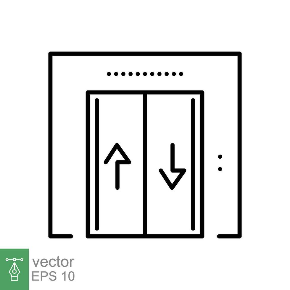 ascensor icono. sencillo contorno estilo. elevar, hotel servicio, sala, piso, corredor, entrada, vestíbulo concepto. Delgado línea símbolo. vector ilustración aislado en blanco antecedentes. eps 10