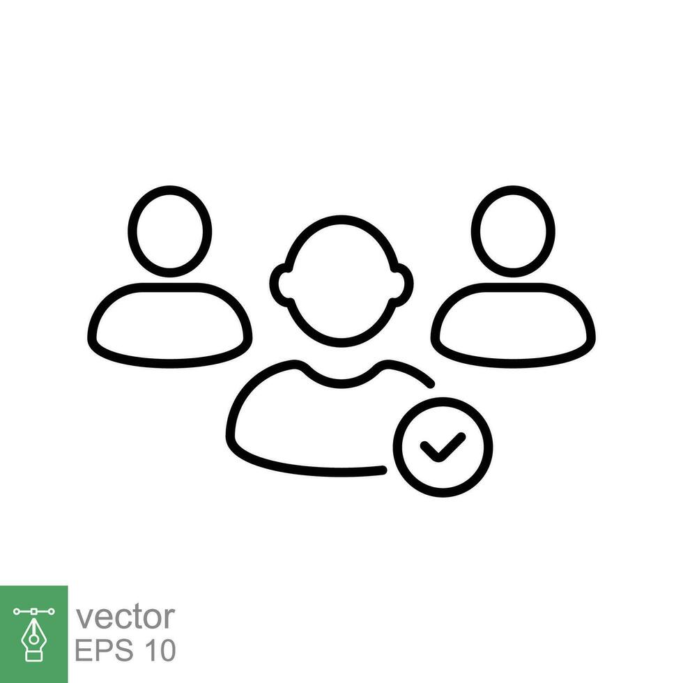 Search job vacancy icon. Simple outline style. Human resource, hire, people, select candidate, recruit, business concept. Thin line symbol. Vector illustration isolated on white background. EPS 10.