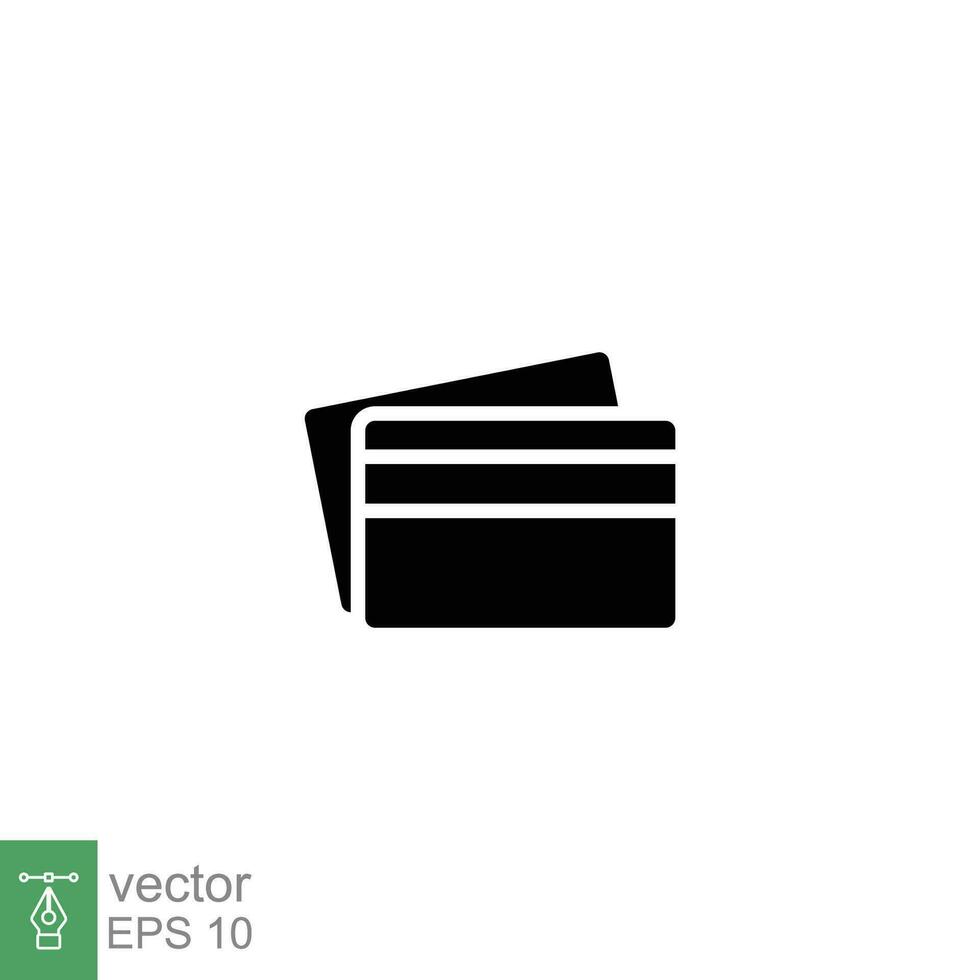 Credit card icon. Simple solid style. Two cards on top of each other, debit, bank, payment concept. Black silhouette, glyph symbol. Vector illustration isolated on white background. EPS 10.