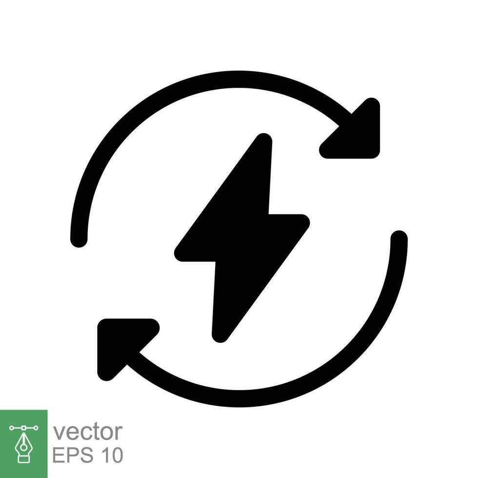 Energy backup power icon. Simple solid style. Power supply, generator, electricity, vehicle battery concept. Black silhouette, glyph symbol. Vector illustration isolated on white background. EPS 10.