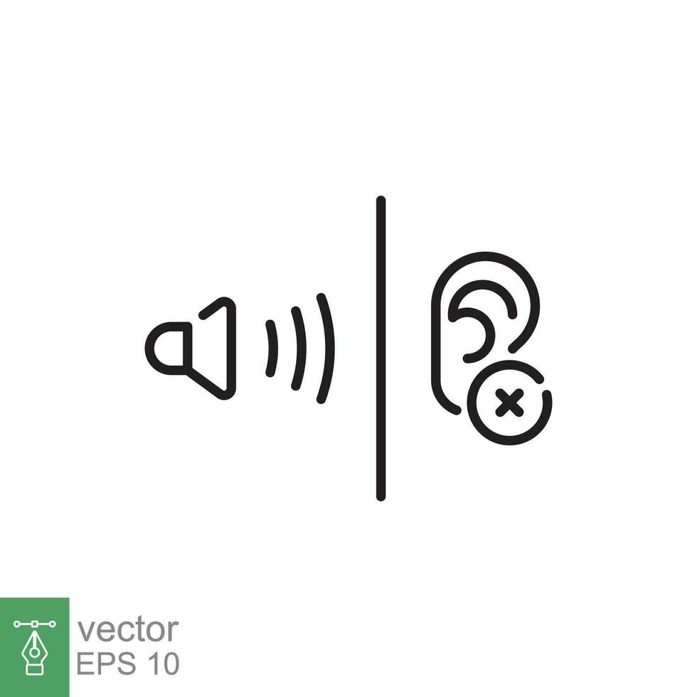 Soundproofing icon. Simple outline style. Insulation, sound, noise, barrier, human ear, acoustic, isolation concept. Thin line symbol. Vector illustration isolated on white background. EPS 10.