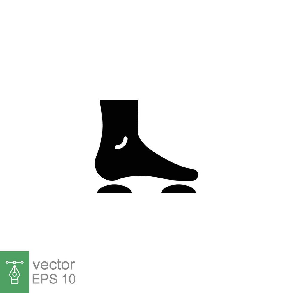 Massage flat feet icon. Simple solid style. Human foot, leg, side view, ankle, orthopedic, health concept. Black silhouette, glyph symbol. Vector illustration isolated on white background. EPS 10.