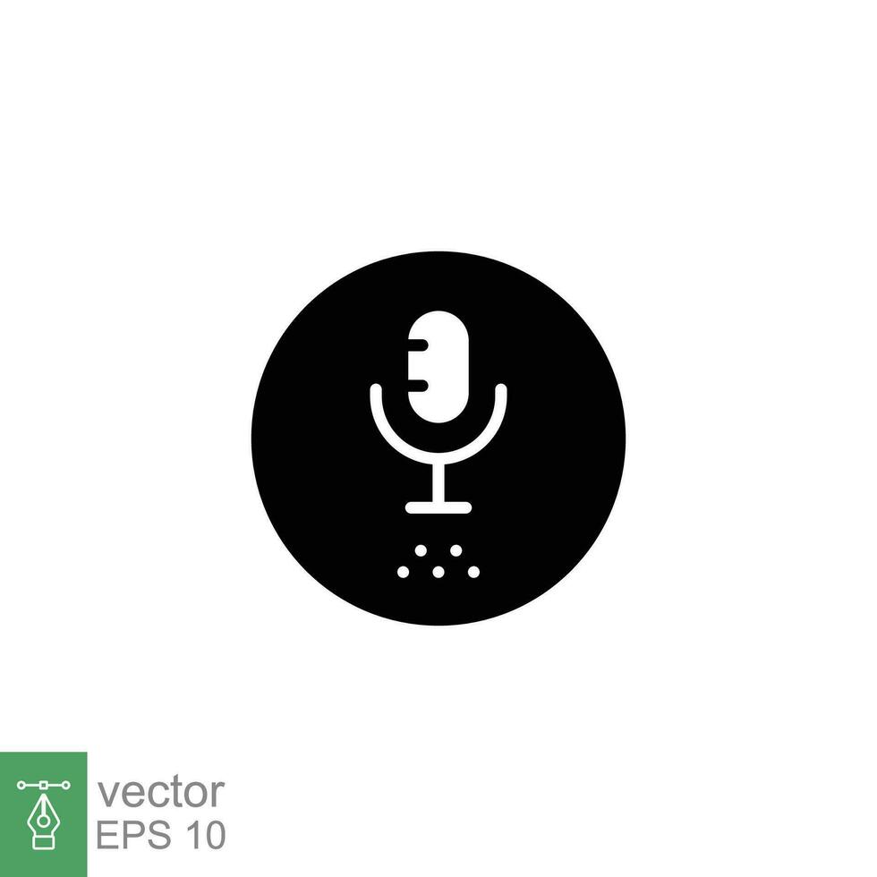 Voice recognition icon. Simple solid style. Speak control, mobile phone with sound wave, smart device concept. Black silhouette, glyph symbol. Vector illustration isolated on white background. EPS 10.