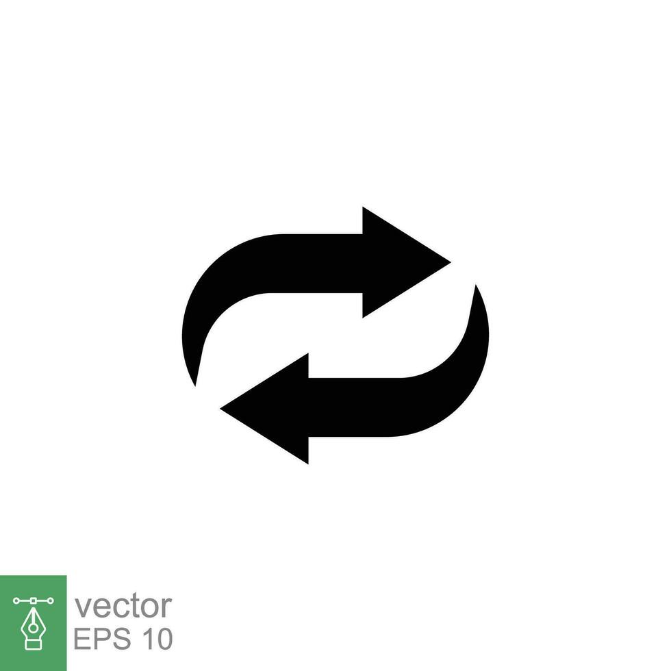 Double reverse arrow icon. Simple solid style. Exchange, switch, replace, return, trade, swap, repeat concept. Black silhouette, glyph symbol. Vector illustration isolated on white background. EPS 10.