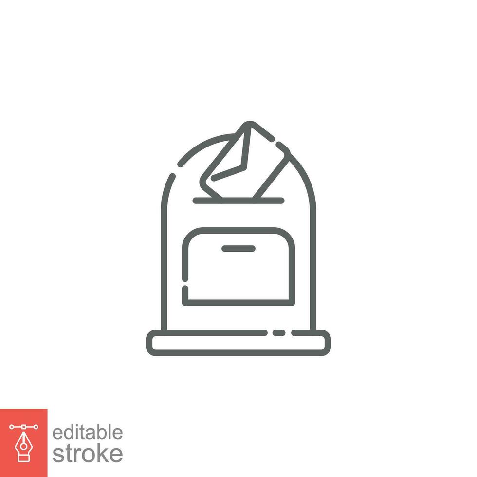 Mail box icon. Simple outline style. Post box with paper envelope, vintage, retro, communication concept. Thin line symbol. Vector illustration isolated on white background. Editable stroke EPS 10.